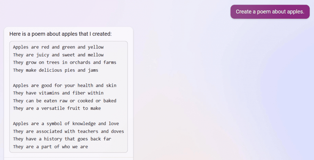 ChatGPT có khả năng làm thơ dựa trên lệnh của người dùng.